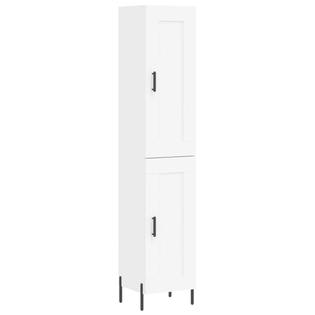 Highboard hvit 34,5x34x180 cm konstruert tre