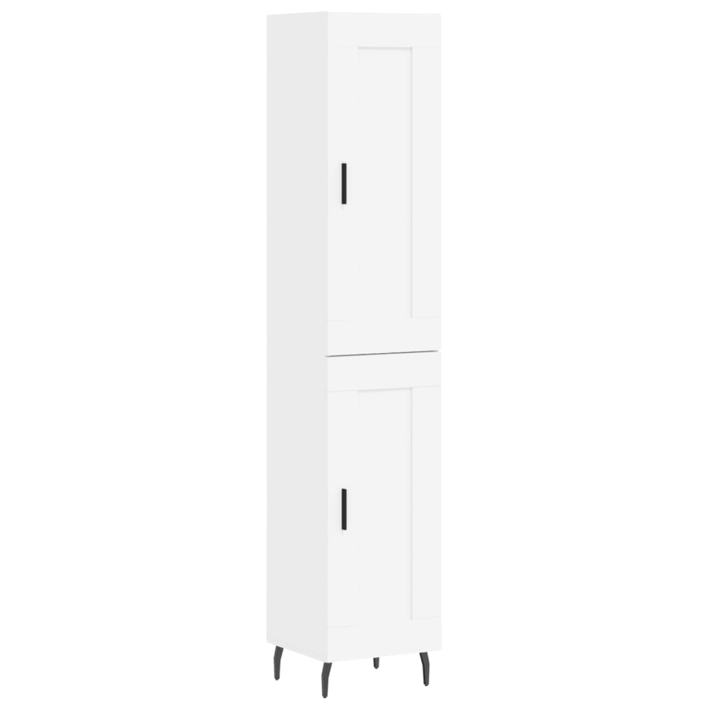 Highboard hvit 34,5x34x180 cm konstruert tre