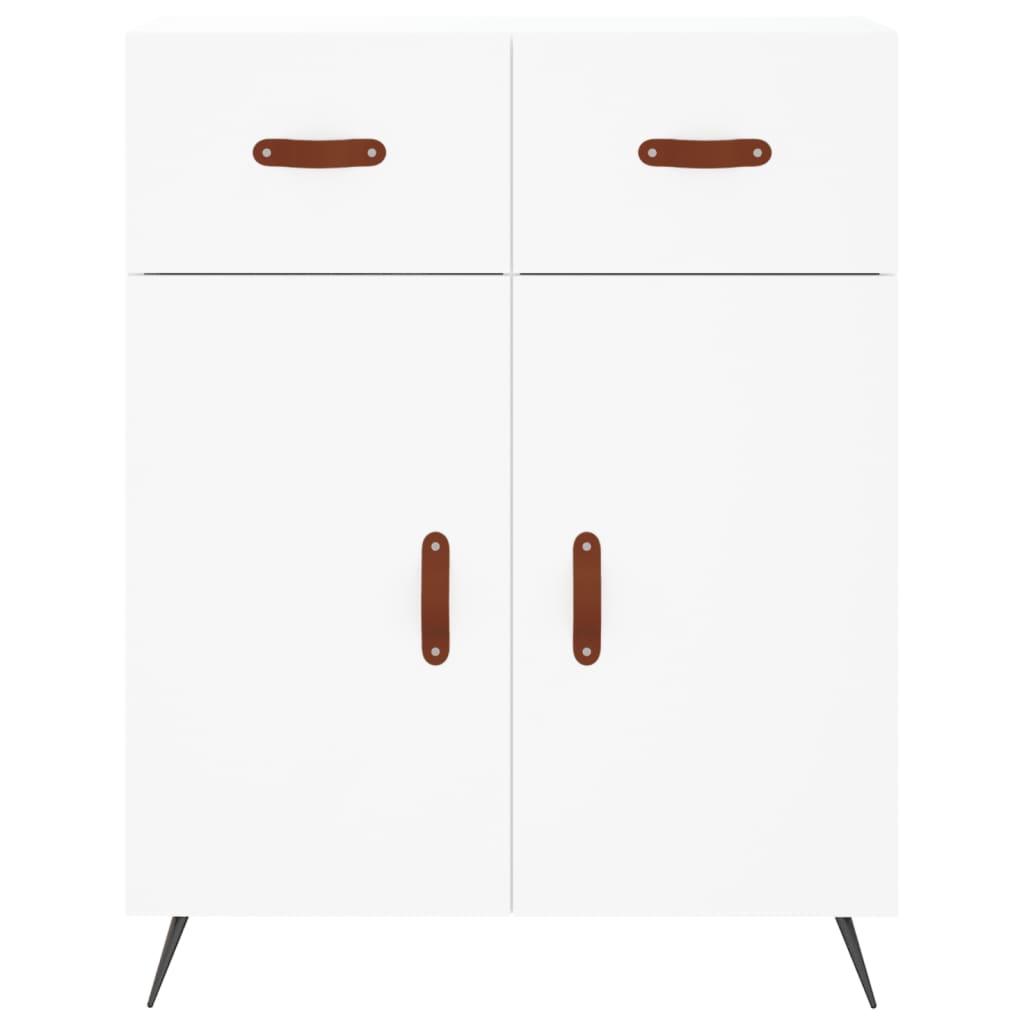 Highboard hvit 69,5x34x180 cm konstruert tre