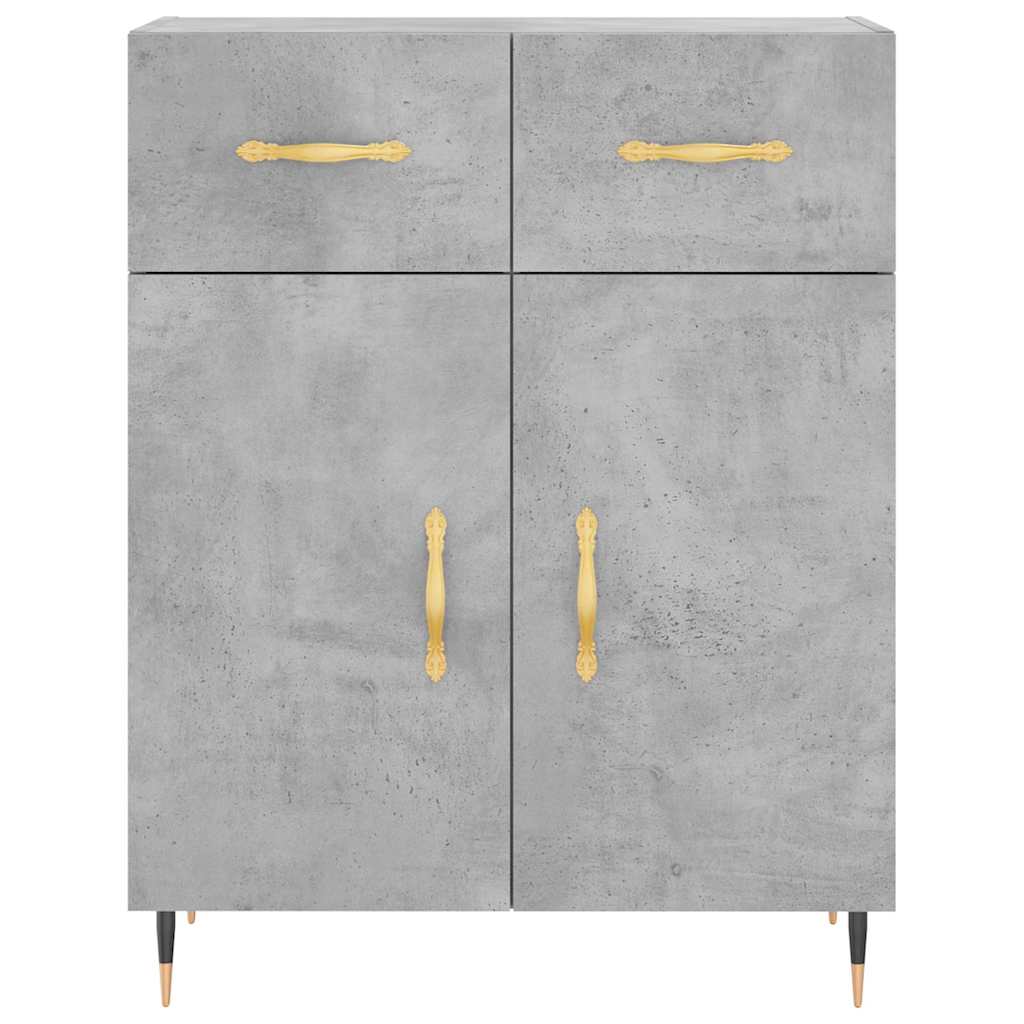 Highboard betonggrå 69,5x34x180 cm konstruert tre