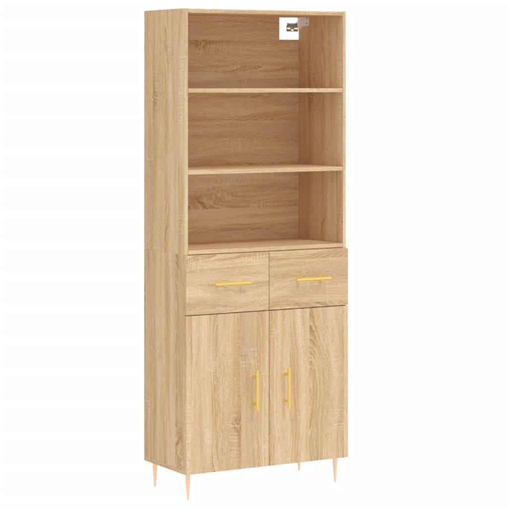 Highboard sonoma eik 69,5x34x180 cm konstruert tre
