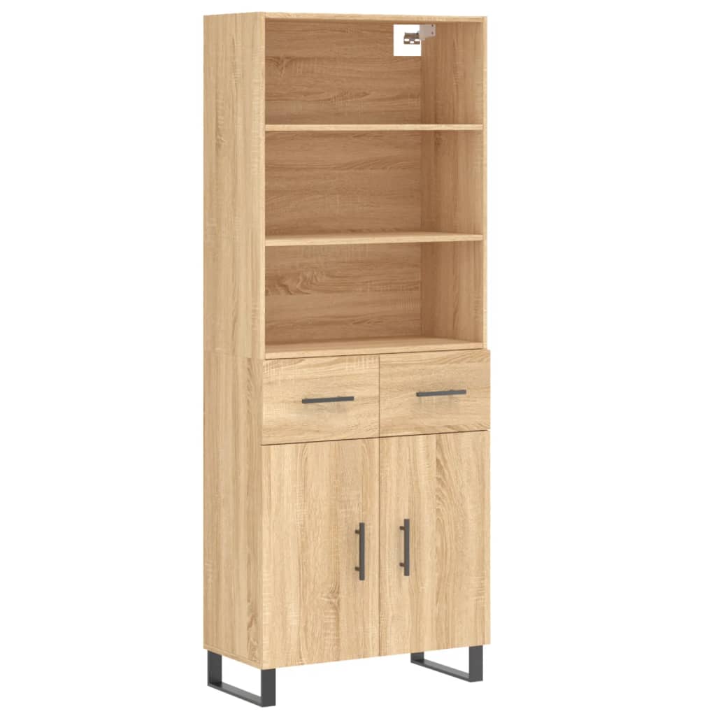 Highboard sonoma eik 69,5x34x180 cm konstruert tre