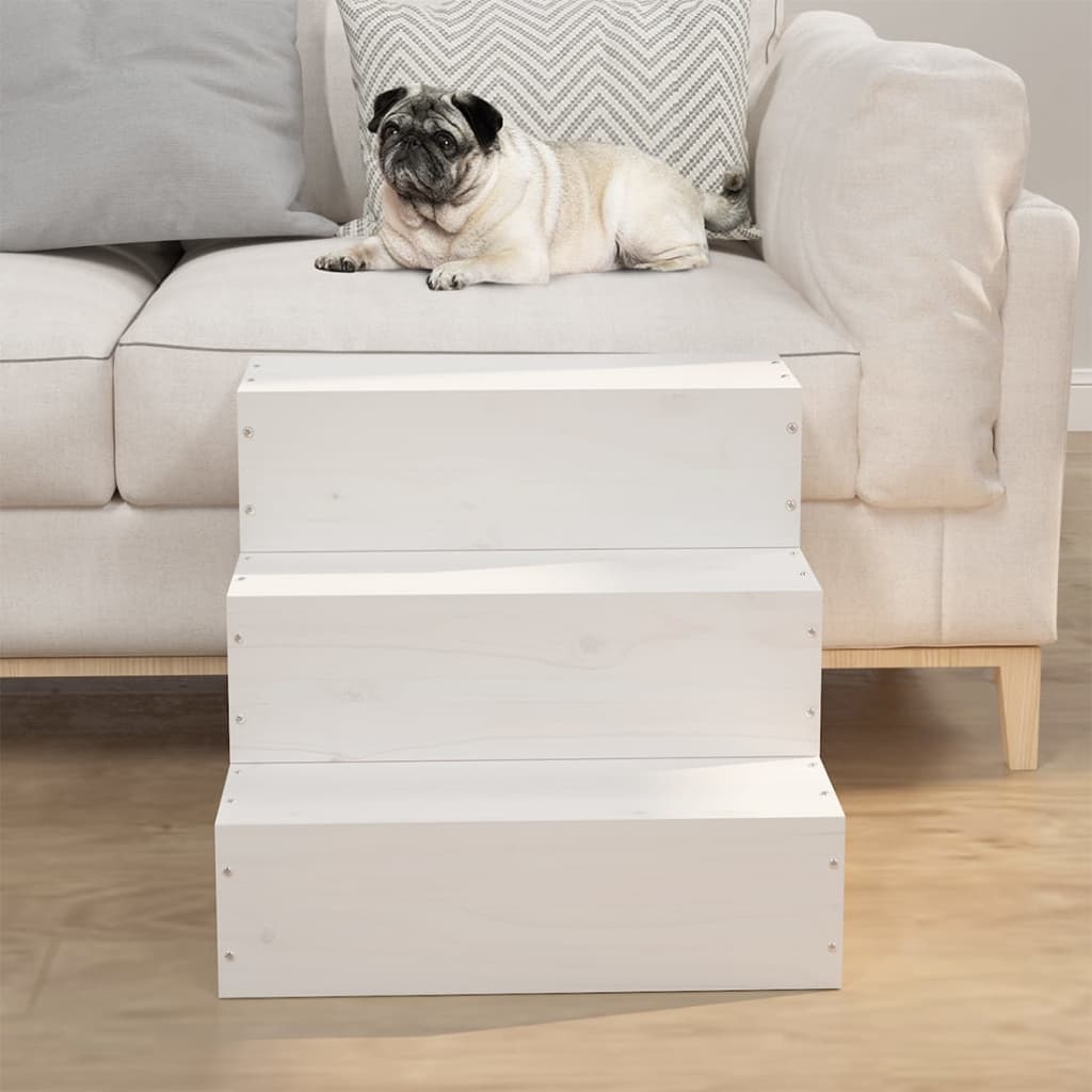 Kjæledyrstrapp hvit 40x37,5x35 cm heltre furu