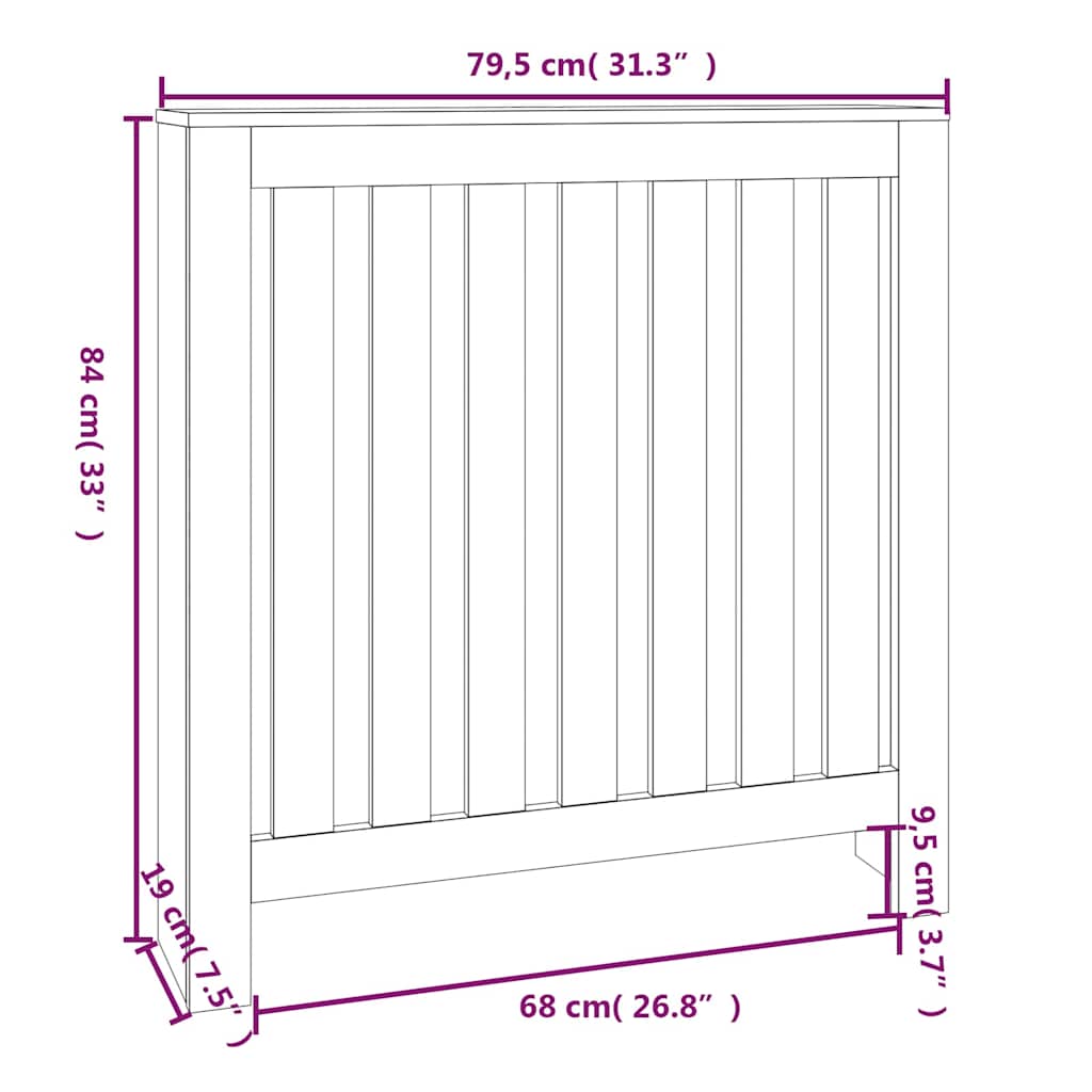 Radiatordeksel hvit 79,5x19x84 cm heltre furu vidaXL