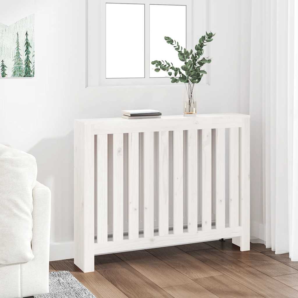Radiatordeksel hvit 108,5x19x84 cm heltre furu vidaXL