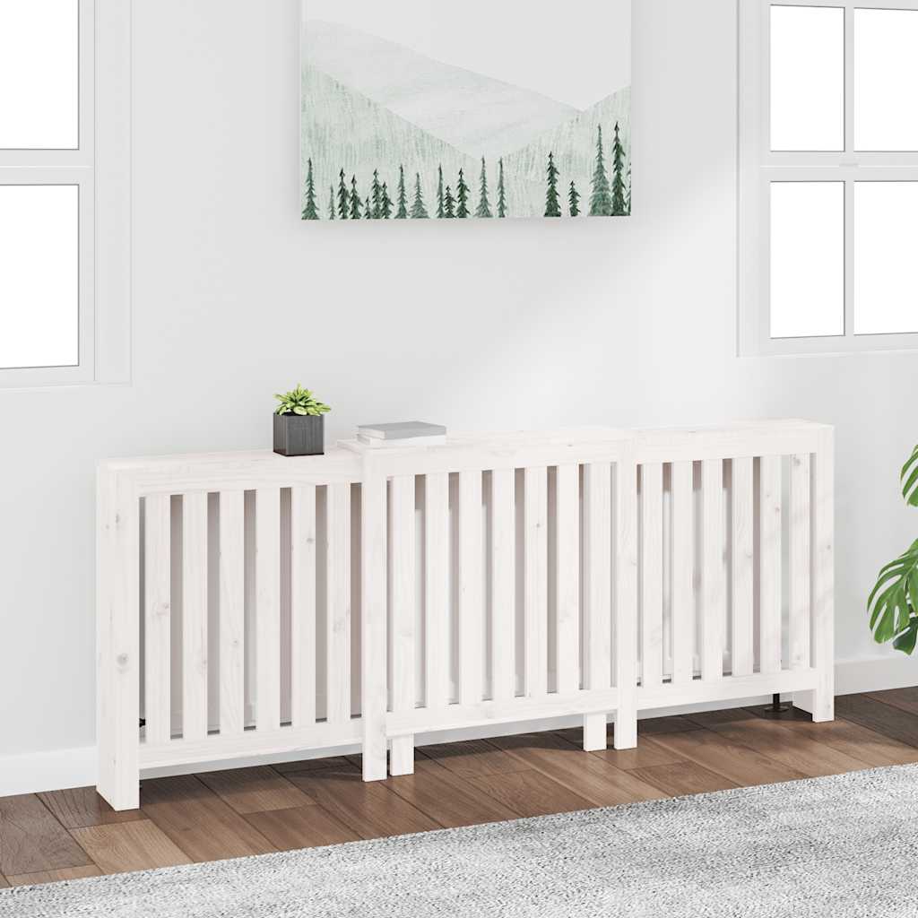 Radiatordeksel hvit 210x21x85 cm heltre furu vidaXL