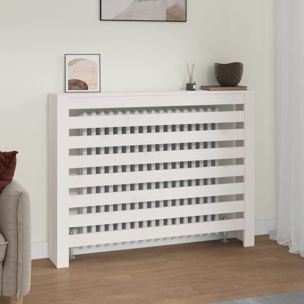 Radiatordeksel hvit 108,5x19x84 cm heltre furu vidaXL