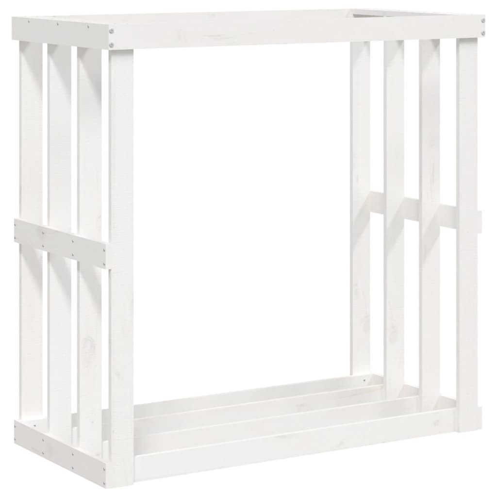 Utendørs vedstativ hvit 108x52x106 cm heltre furu