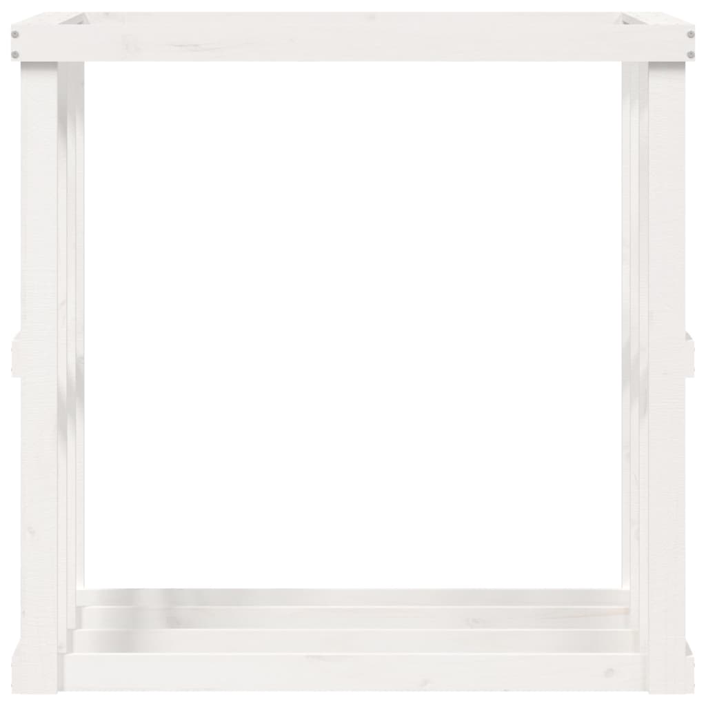 Utendørs vedstativ hvit 108x52x106 cm heltre furu
