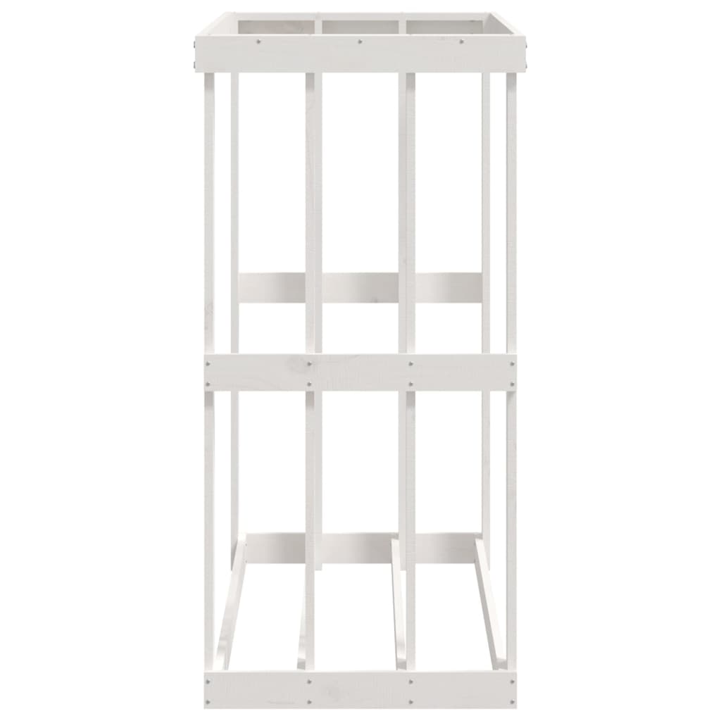 Utendørs vedstativ hvit 108x52x106 cm heltre furu