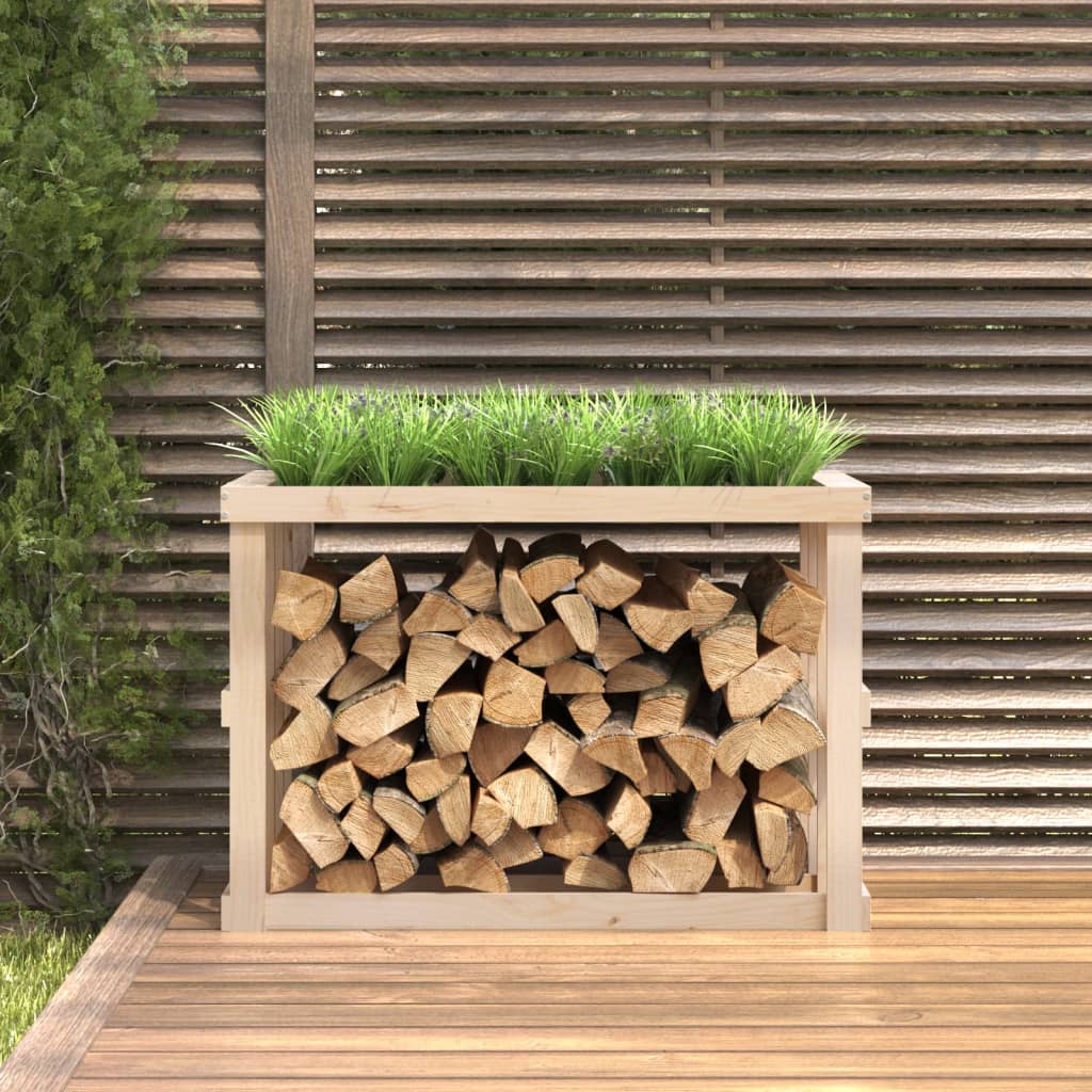 Utendørs vedstativ 108x52x74 cm heltre furu