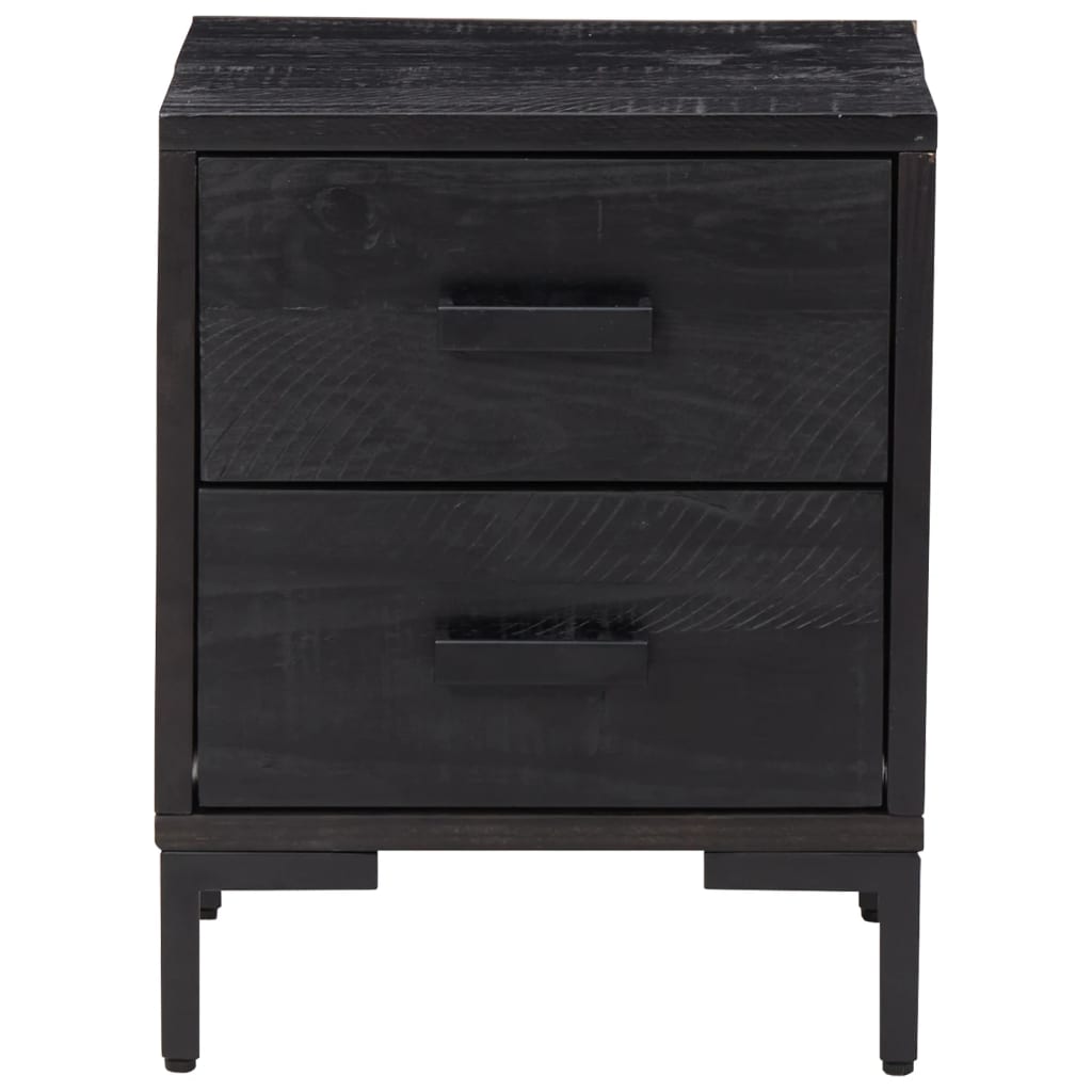 Nattbord 2 stk svart 36x30x45 cm heltre furu