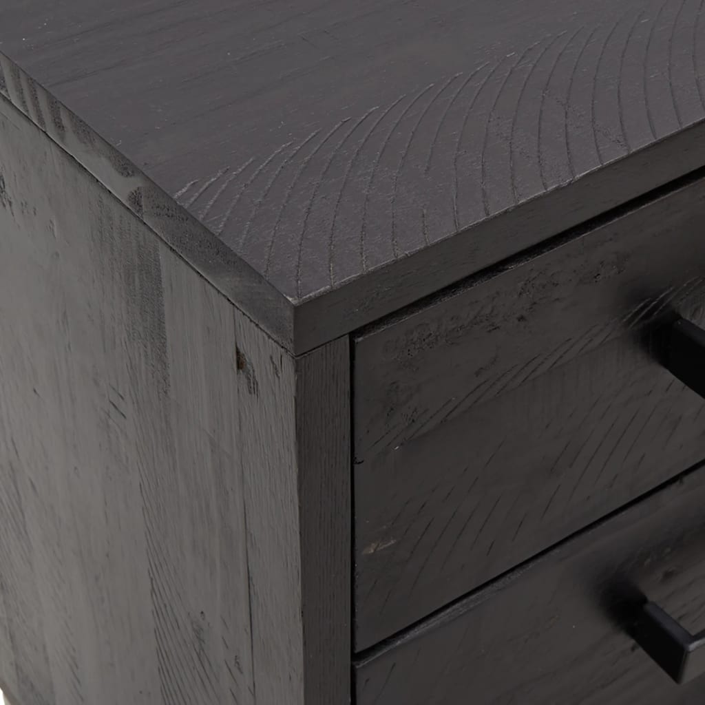 Nattbord 2 stk svart 40x30x55 cm heltre furu