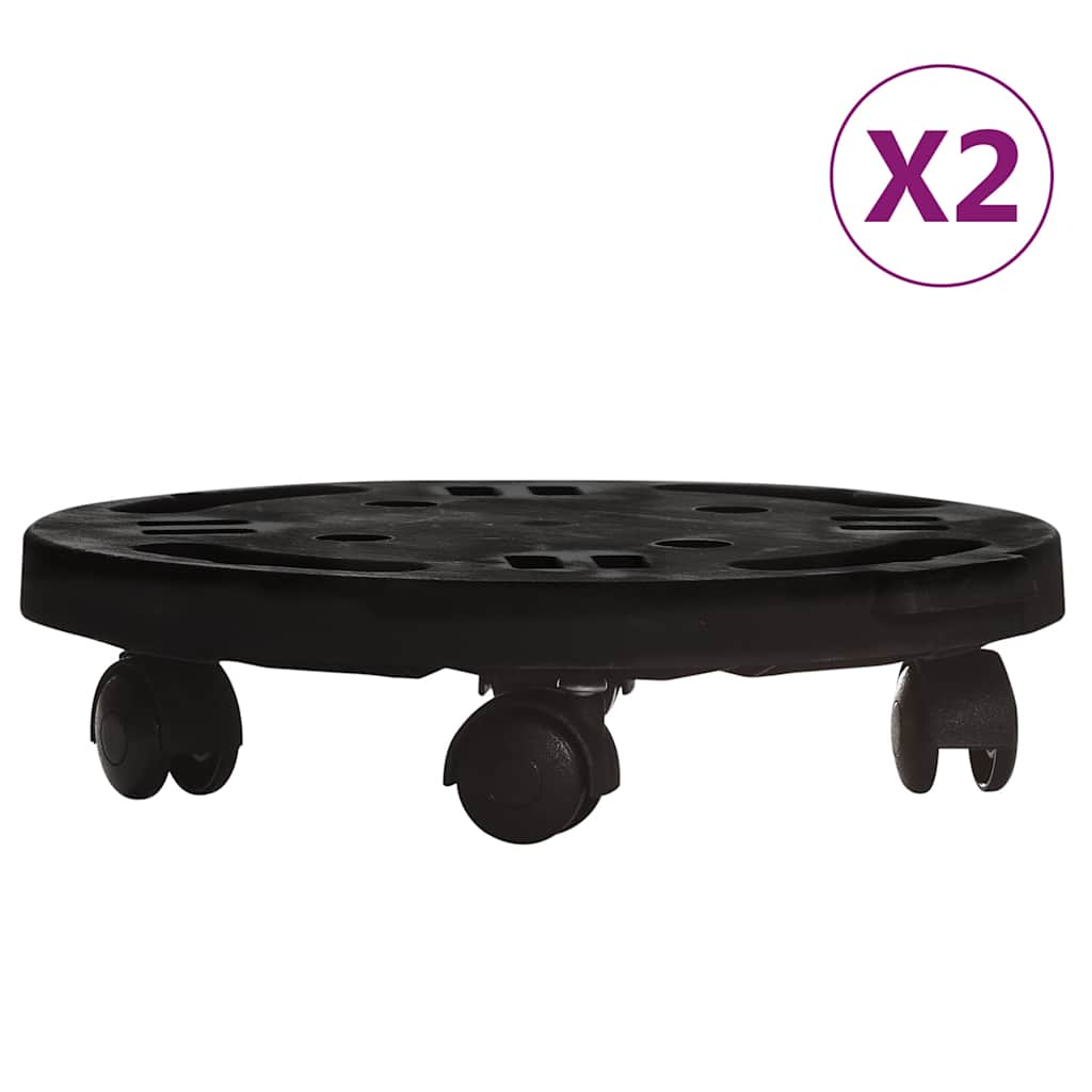 Plantetralle med hjul 2 stk diameter 30 cm svart 170 kg