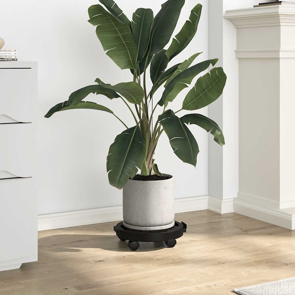 Plantetralle med hjul 5 stk diameter 30 cm svart 170 kg