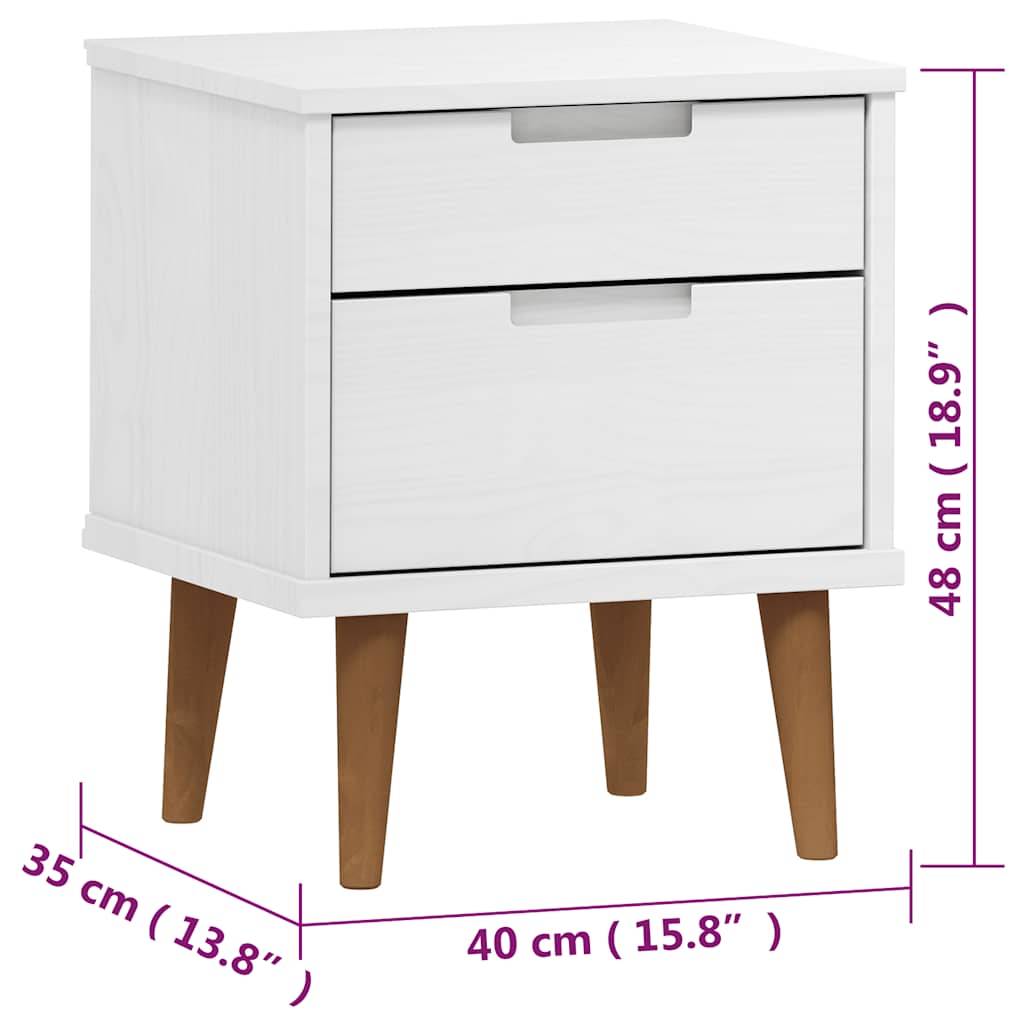 Nattbord MOLDE hvit 40x35x48 cm heltre furu