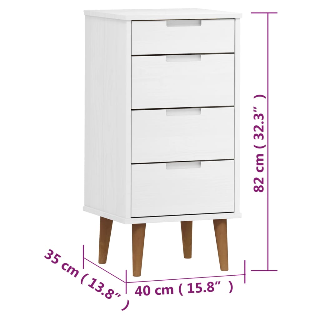 Kommode MOLDE hvit 40x35x82 cm heltre furu