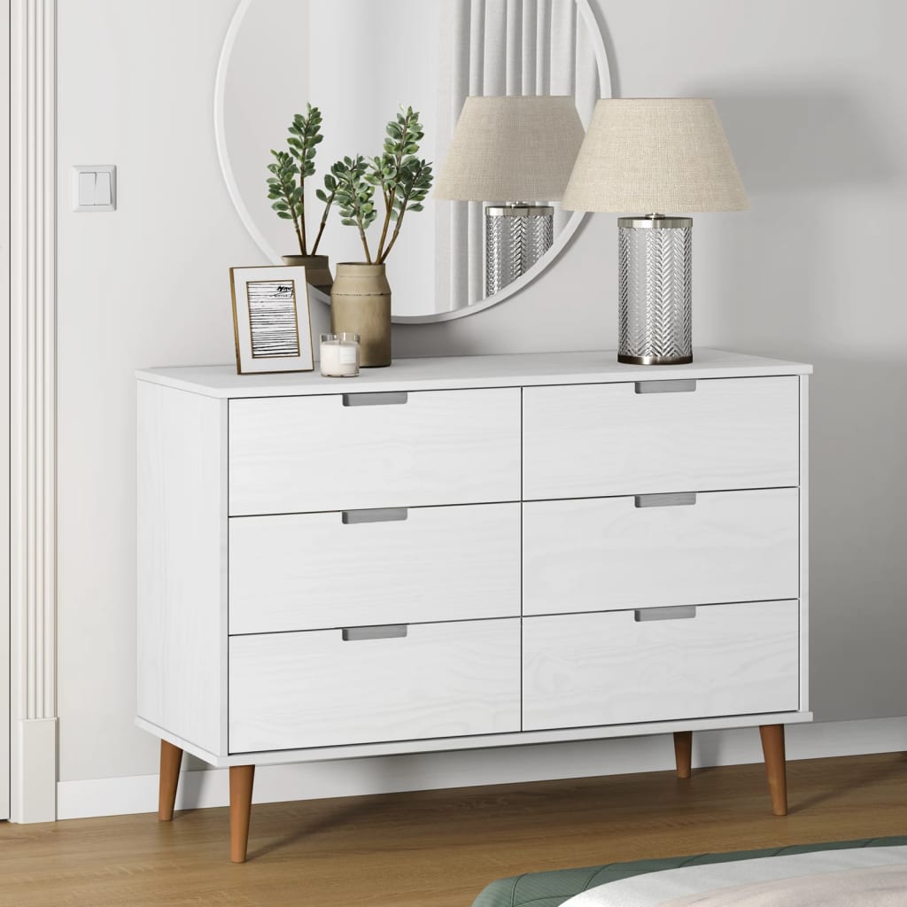 Kommode MOLDE hvit 113x40x80 cm heltre furu