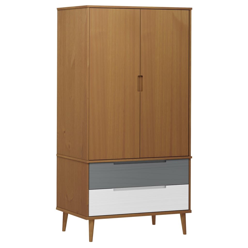 Garderobe MOLDE brun 90x55x175 cm heltre furu