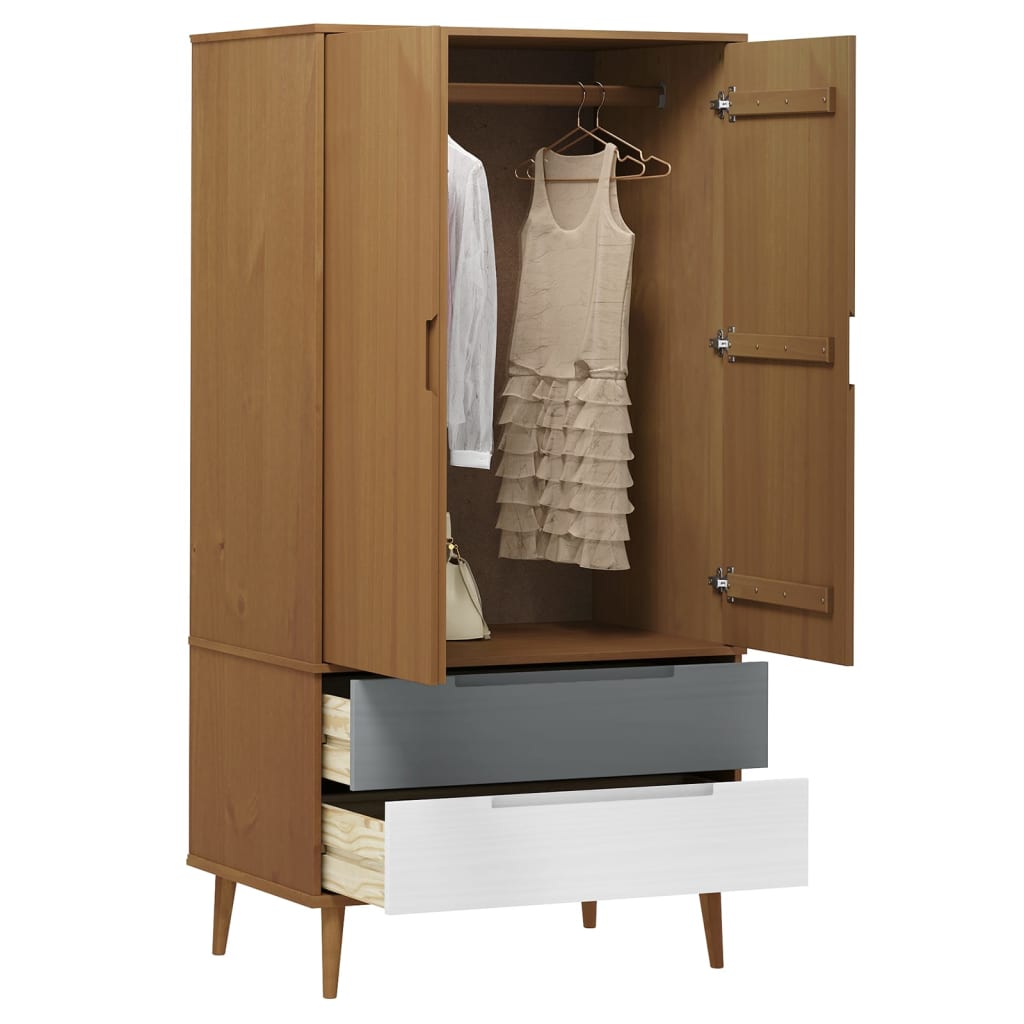 Garderobe MOLDE brun 90x55x175 cm heltre furu