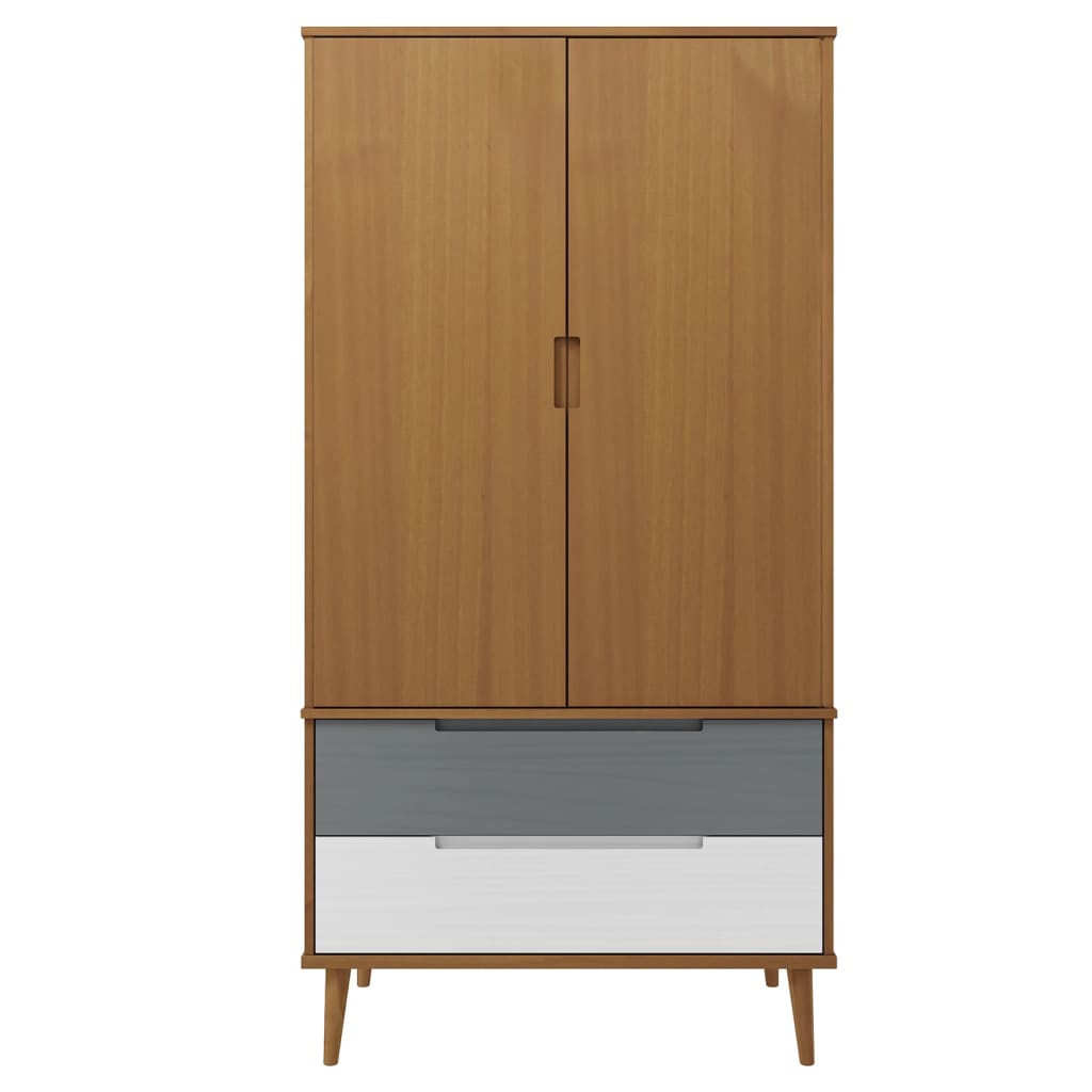 Garderobe MOLDE brun 90x55x175 cm heltre furu