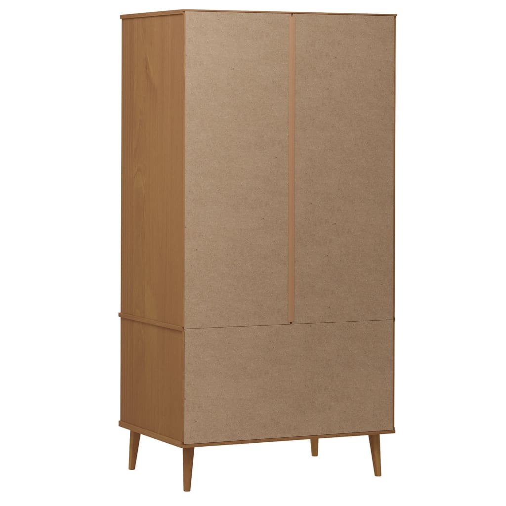Garderobe MOLDE brun 90x55x175 cm heltre furu