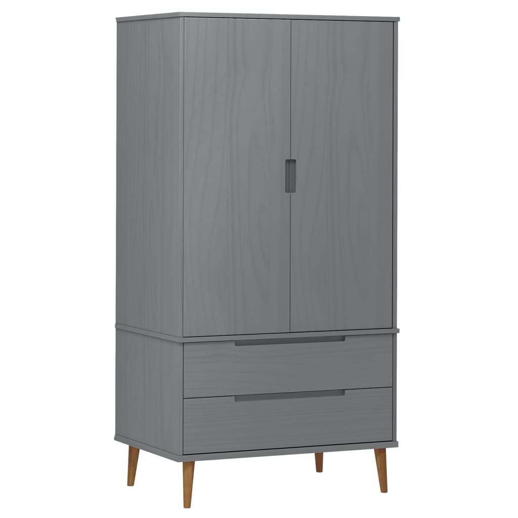 Garderobe MOLDE grå 90x55x175 cm heltre furu