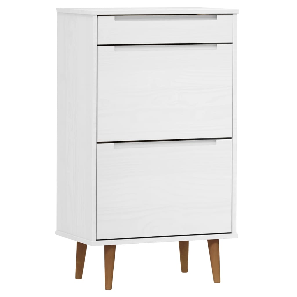 Skoskap MOLDE hvit 59,5x35x103 cm heltre furu