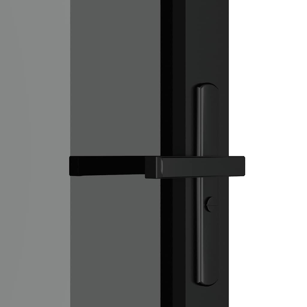 Innerdør 76x201,5 cm svart ESG glass og aluminium