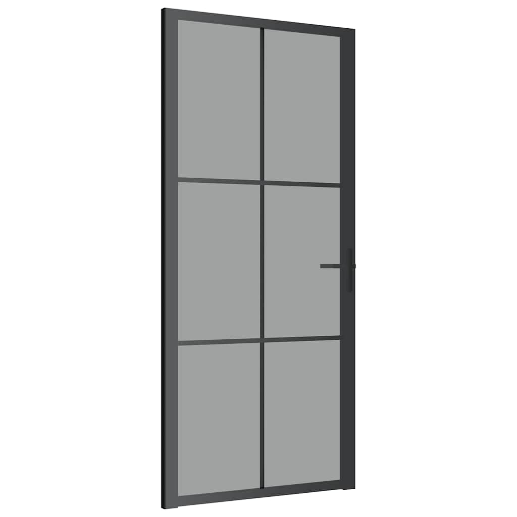 Innerdør 93x201,5 cm svart ESG glass og aluminium