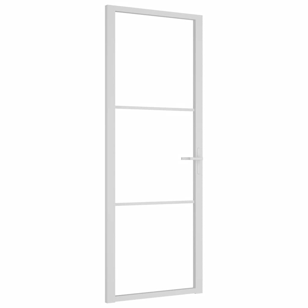 Innerdør 76x201,5 cm hvit ESG glass og aluminium
