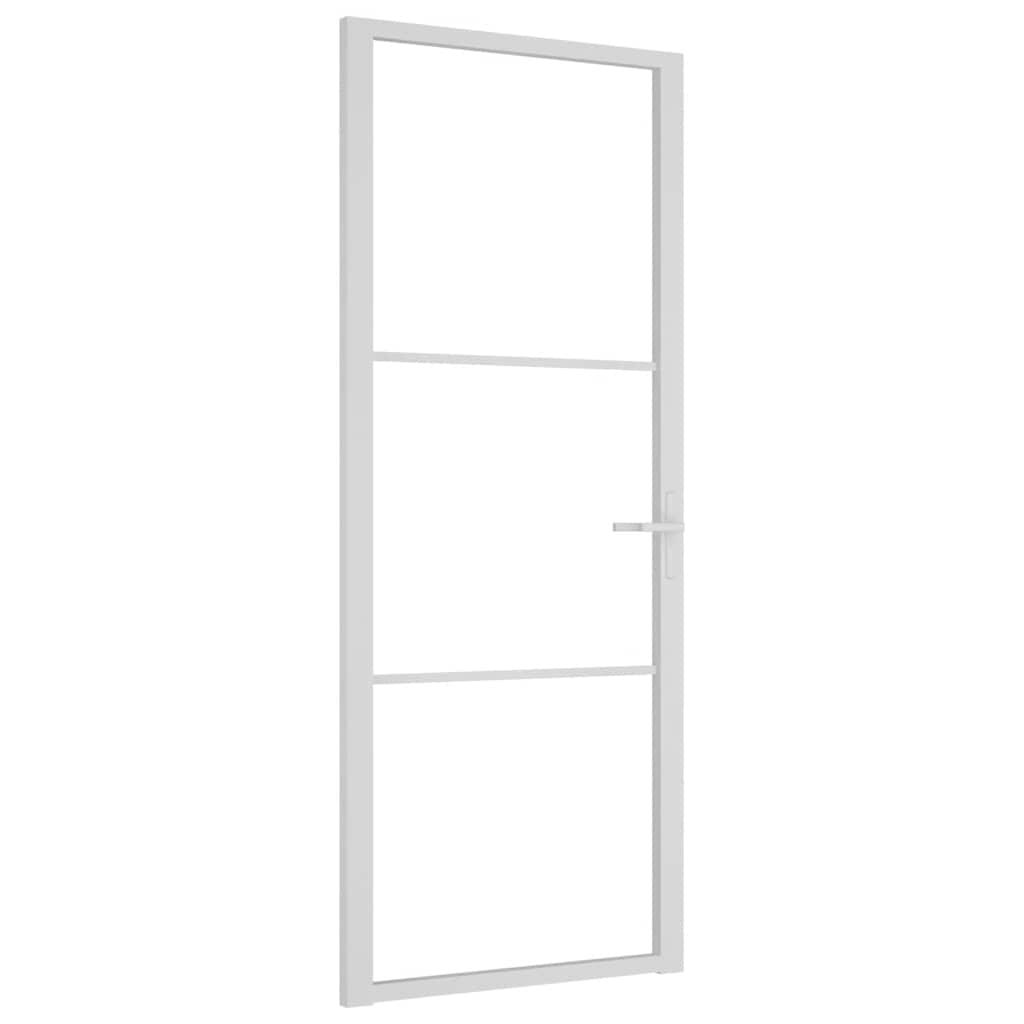Innerdør 83x201,5 cm hvit ESG glass og aluminium