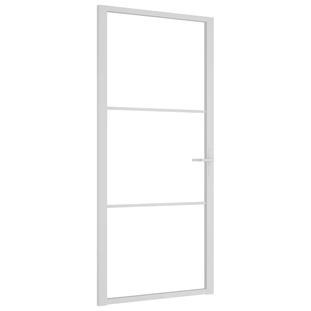 Innerdør 93x201,5 cm hvit ESG glass og aluminium