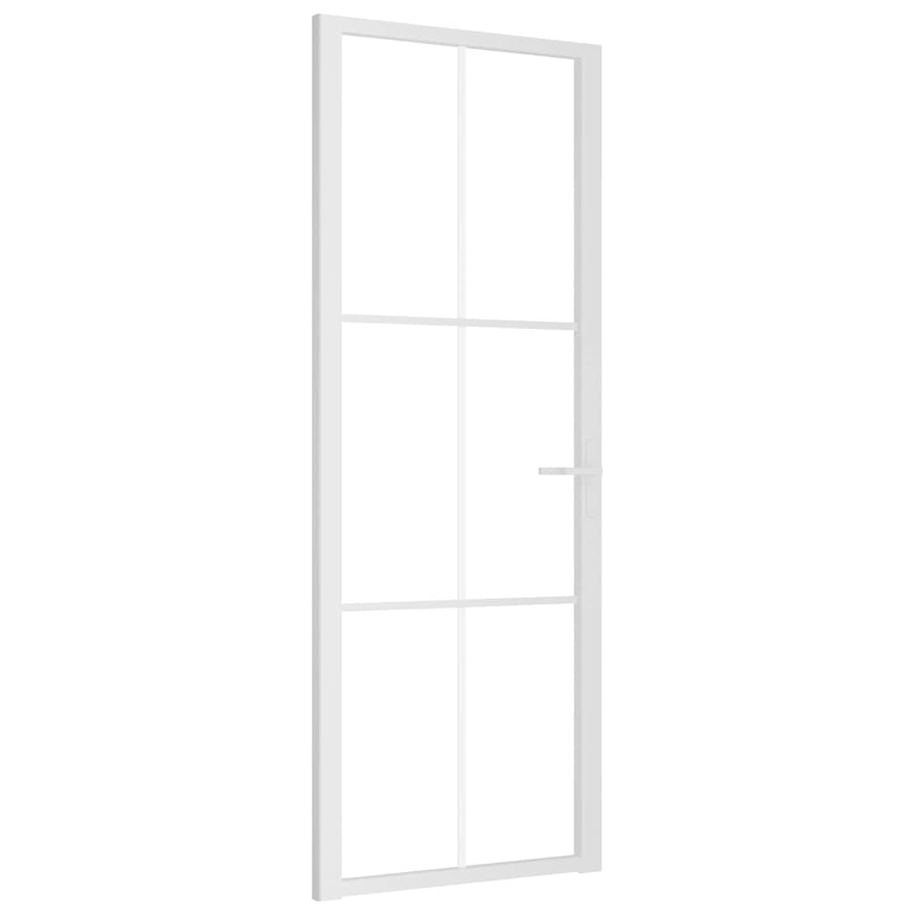 Innerdør 76x201,5 cm hvit ESG glass og aluminium