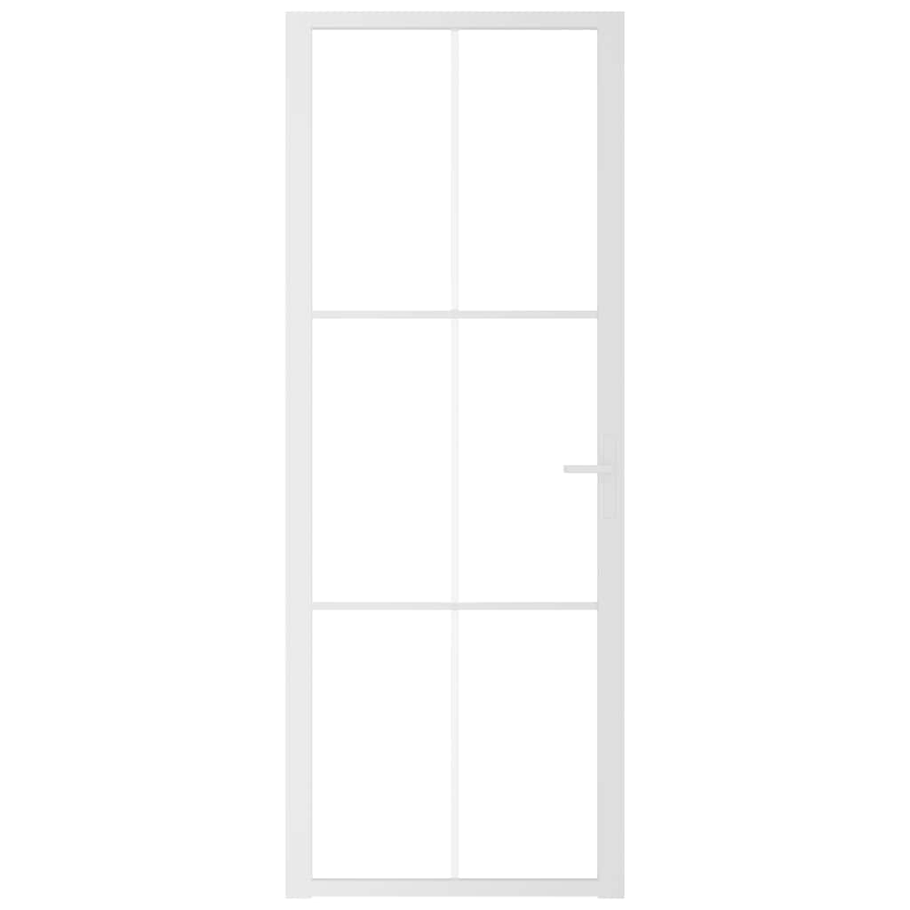 Innerdør 76x201,5 cm hvit ESG glass og aluminium