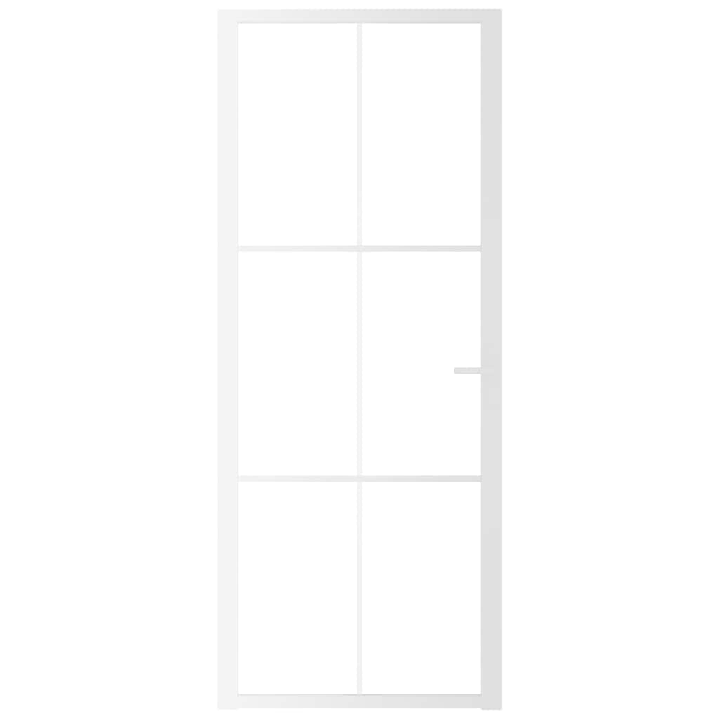 Innerdør 83x201,5 cm hvit ESG glass og aluminium