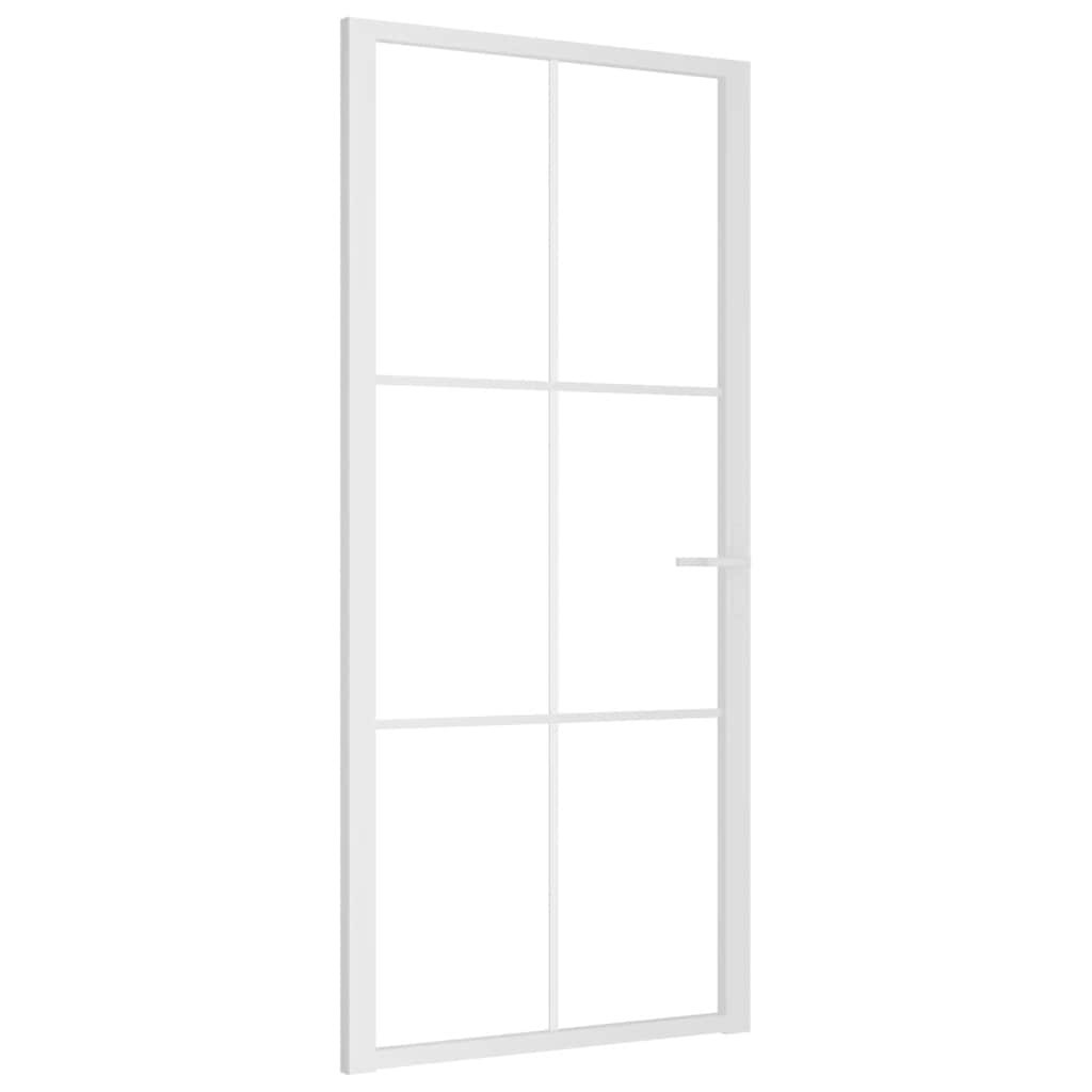 Innerdør 93x201,5 cm hvit ESG glass og aluminium