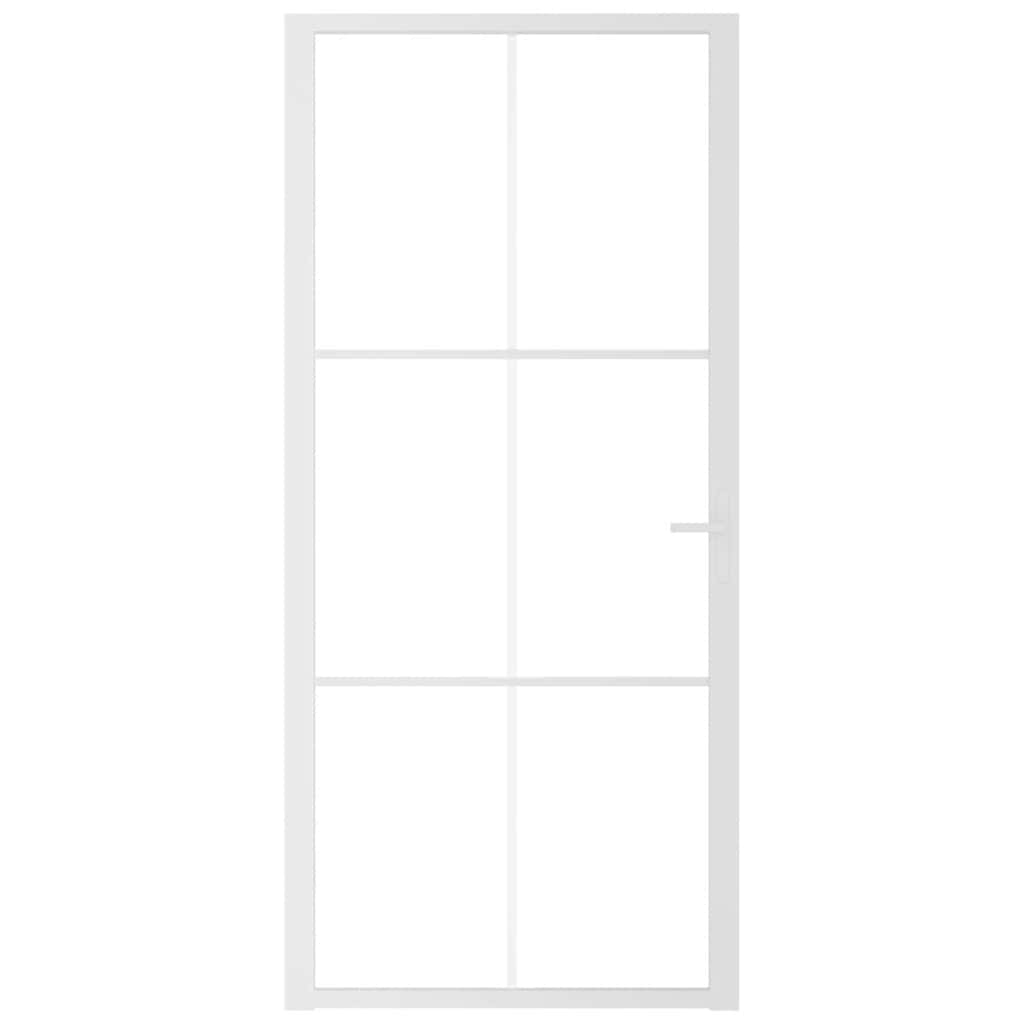 Innerdør 93x201,5 cm hvit ESG glass og aluminium