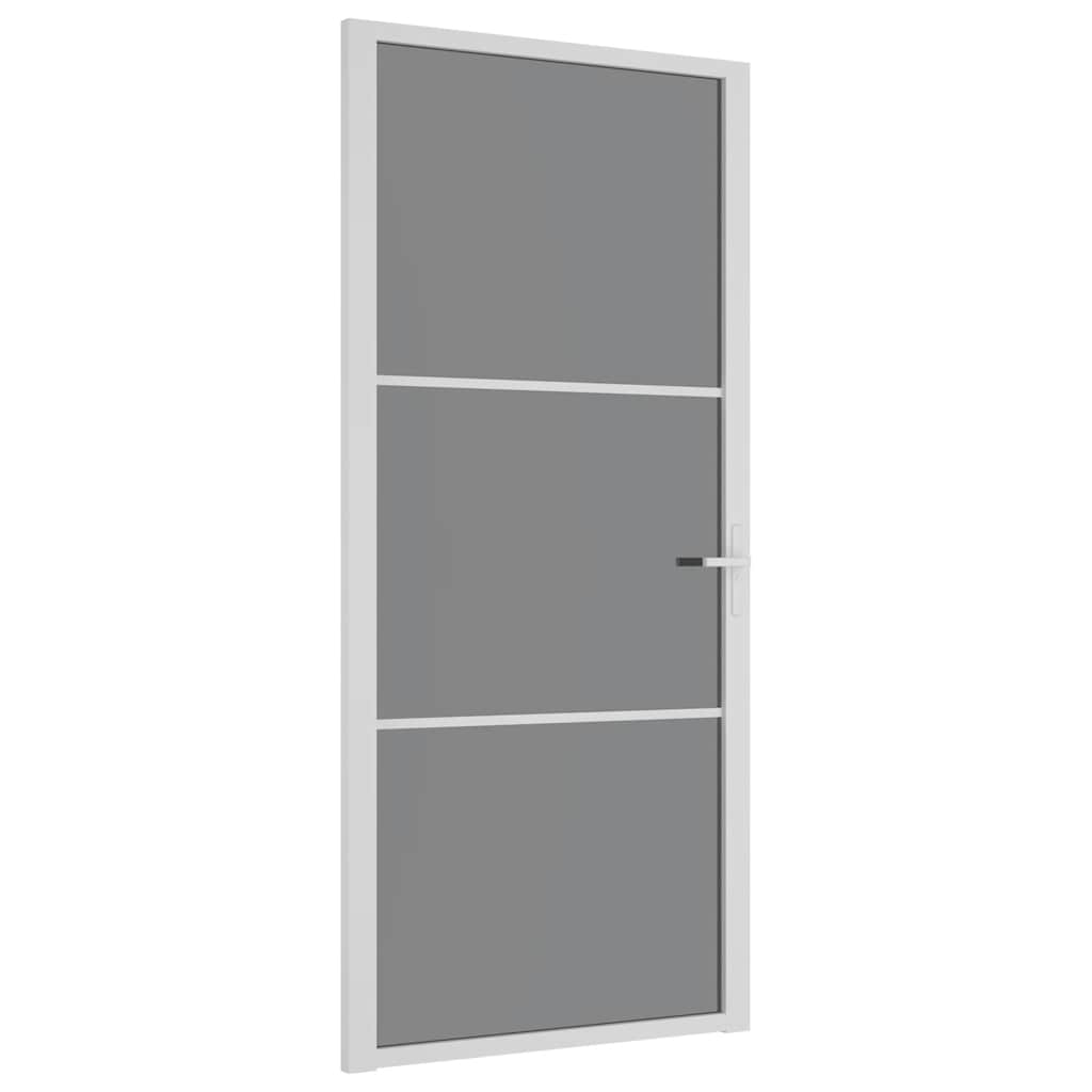 Innerdør 93x201,5 cm hvit ESG glass og aluminium