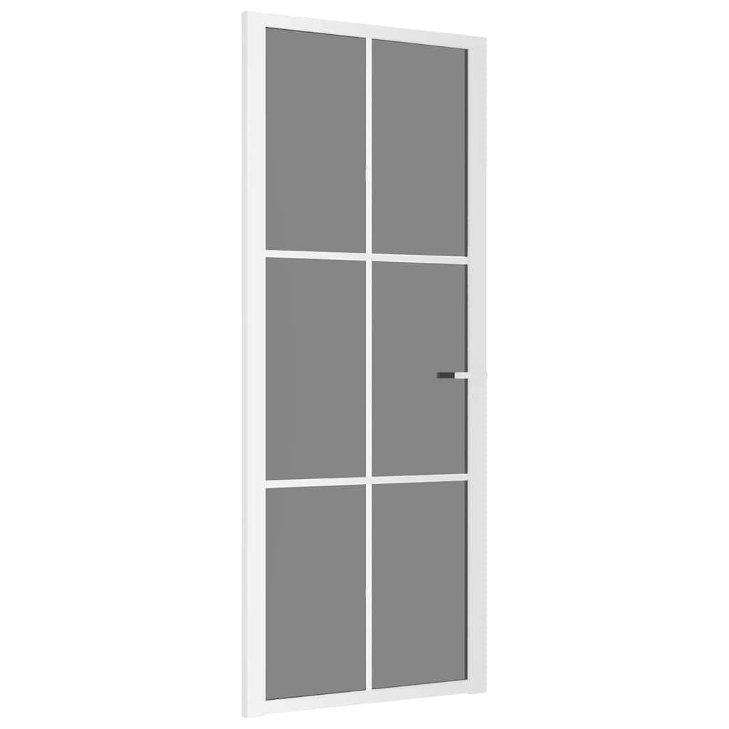 Innerdør 83x201,5 cm hvit ESG glass og aluminium