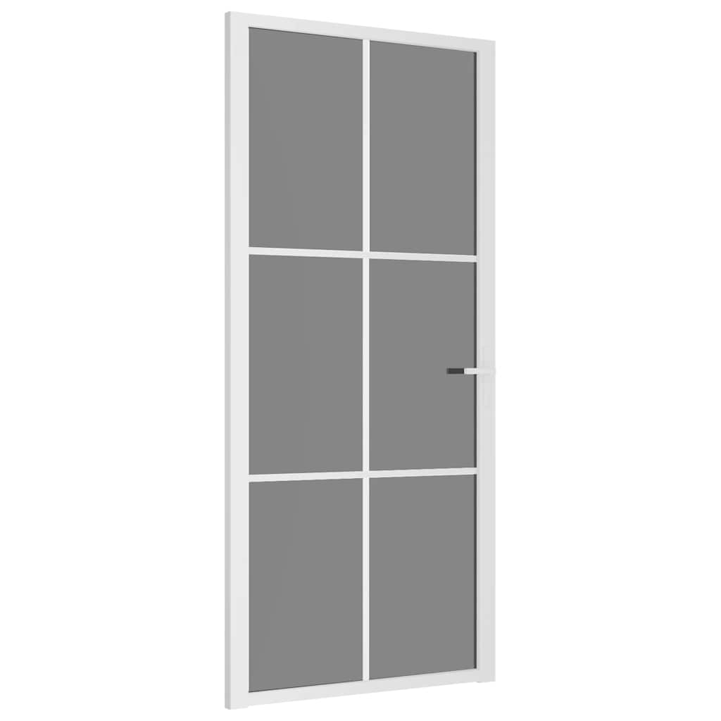 Innerdør 93x201,5 cm hvit ESG glass og aluminium