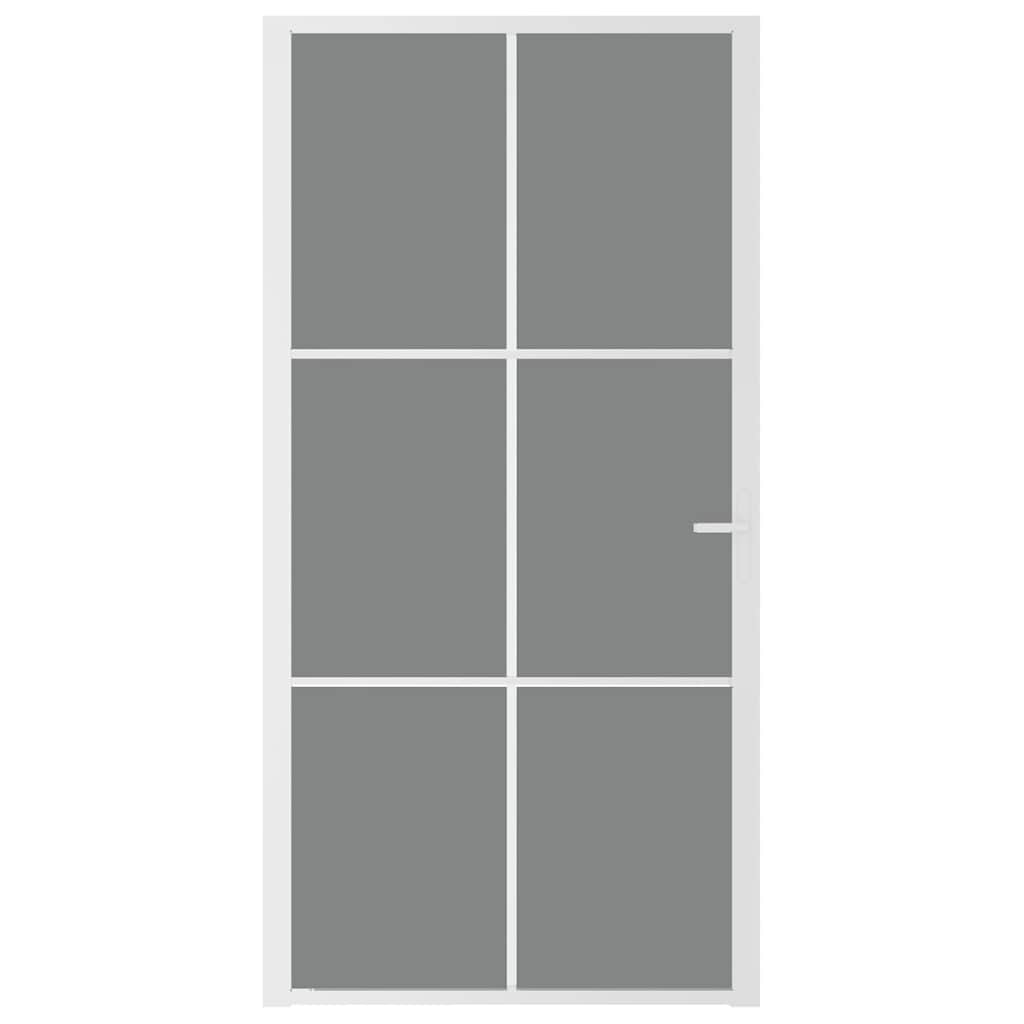 Innerdør 102,5x201,5 cm hvit ESG glass og aluminium