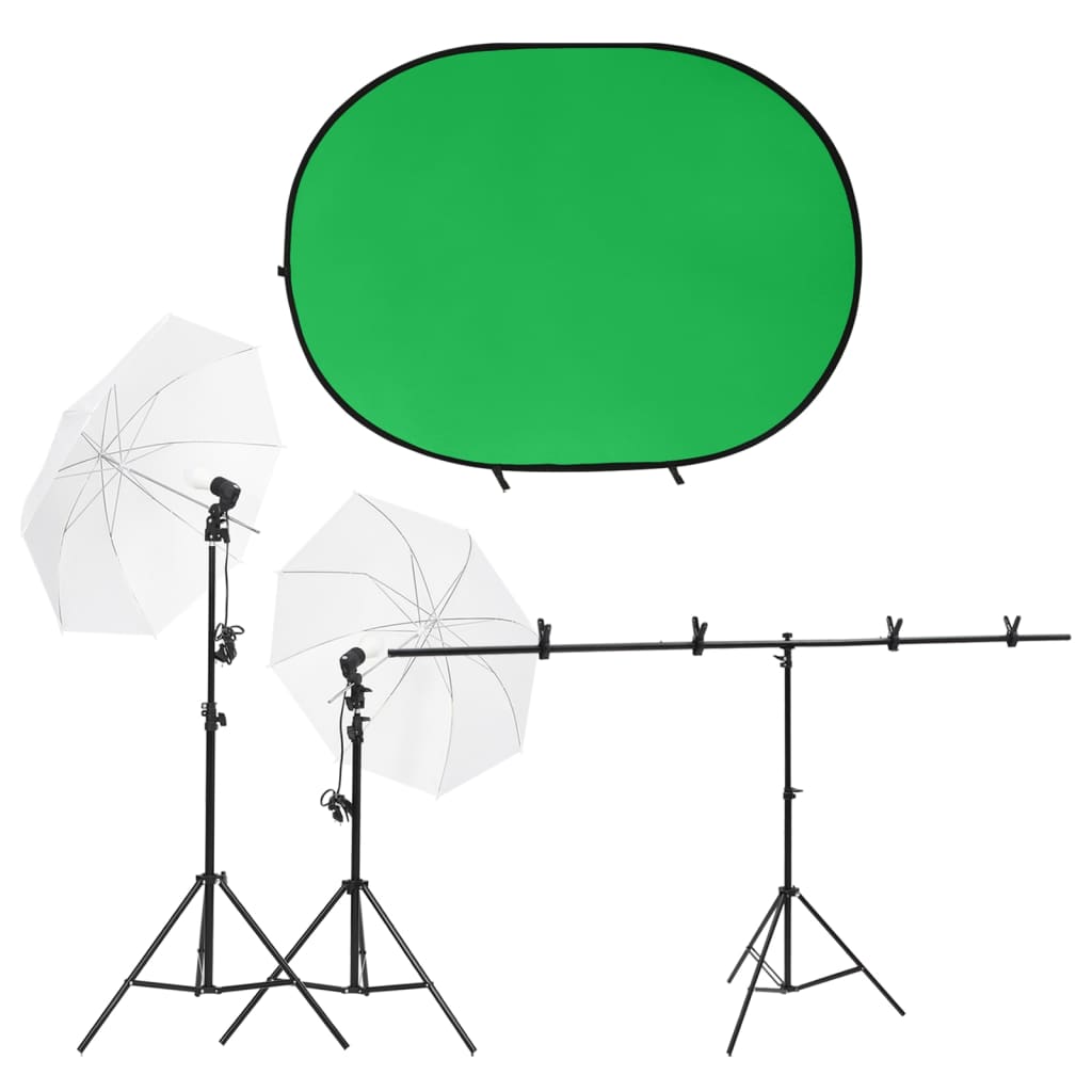 Fotostudiosett med lyssett og bakgrunn