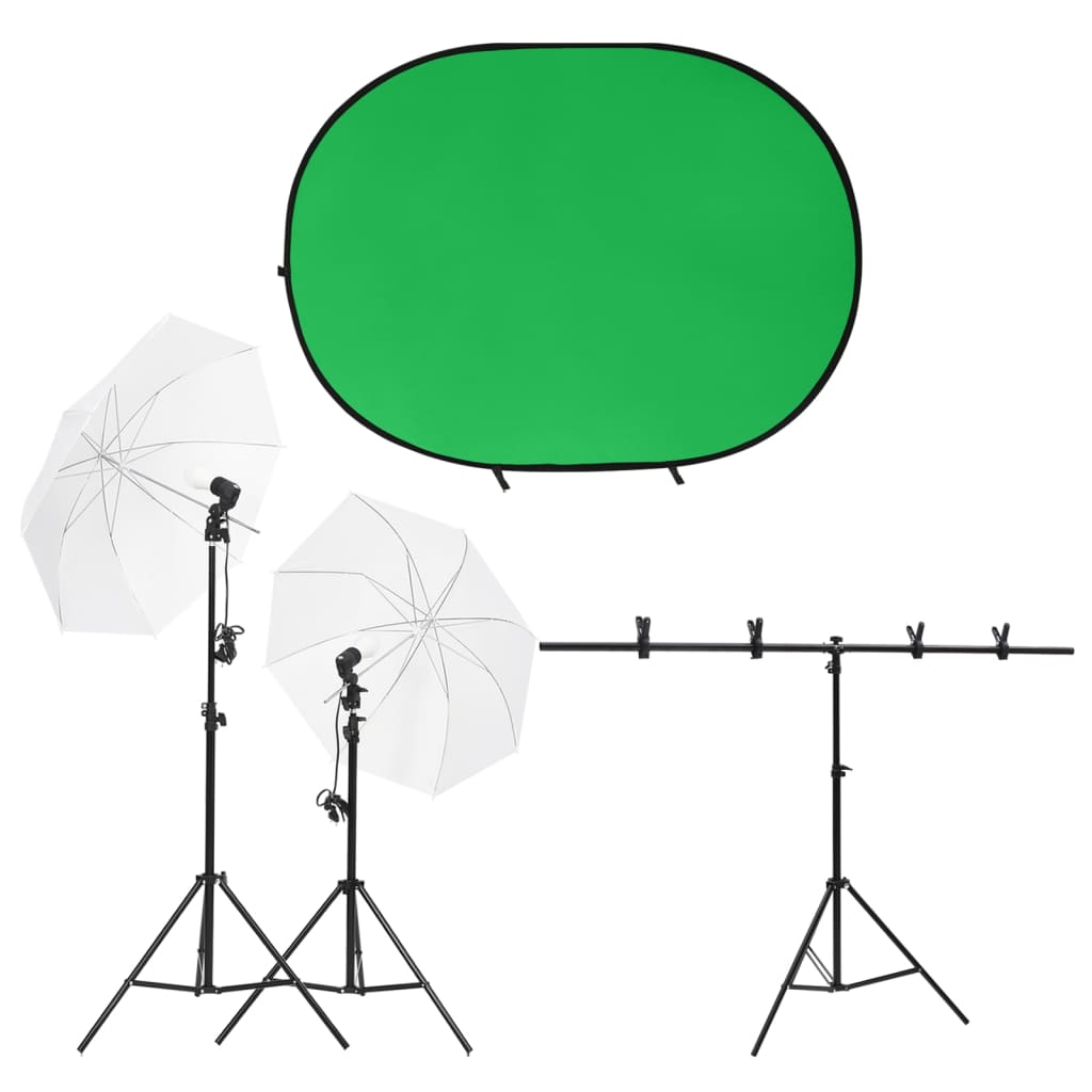 Fotostudiosett med lyssett og bakgrunn
