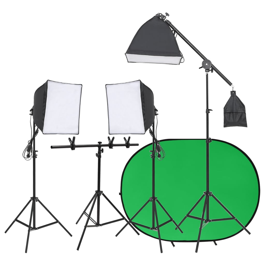 Fotostudiosett med lyssett og bakgrunn