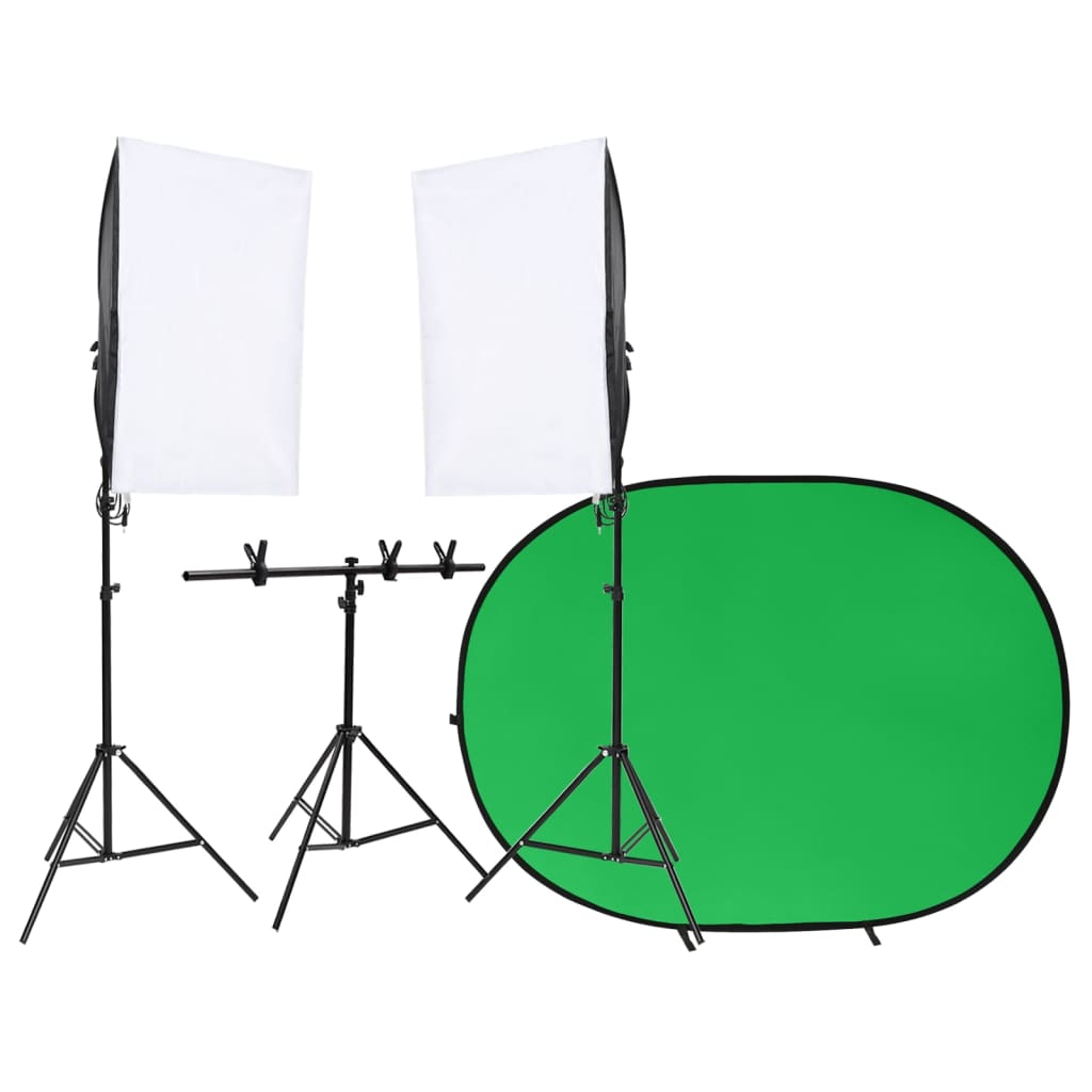 Fotostudiosett med lyssett og bakgrunn