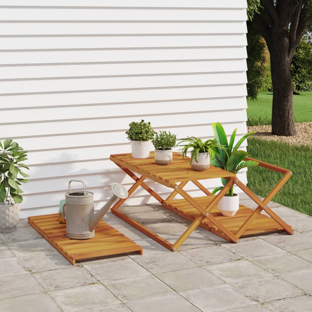 Sammenleggbar hylle 3 lag brun 70x31x63 cm heltre akasie