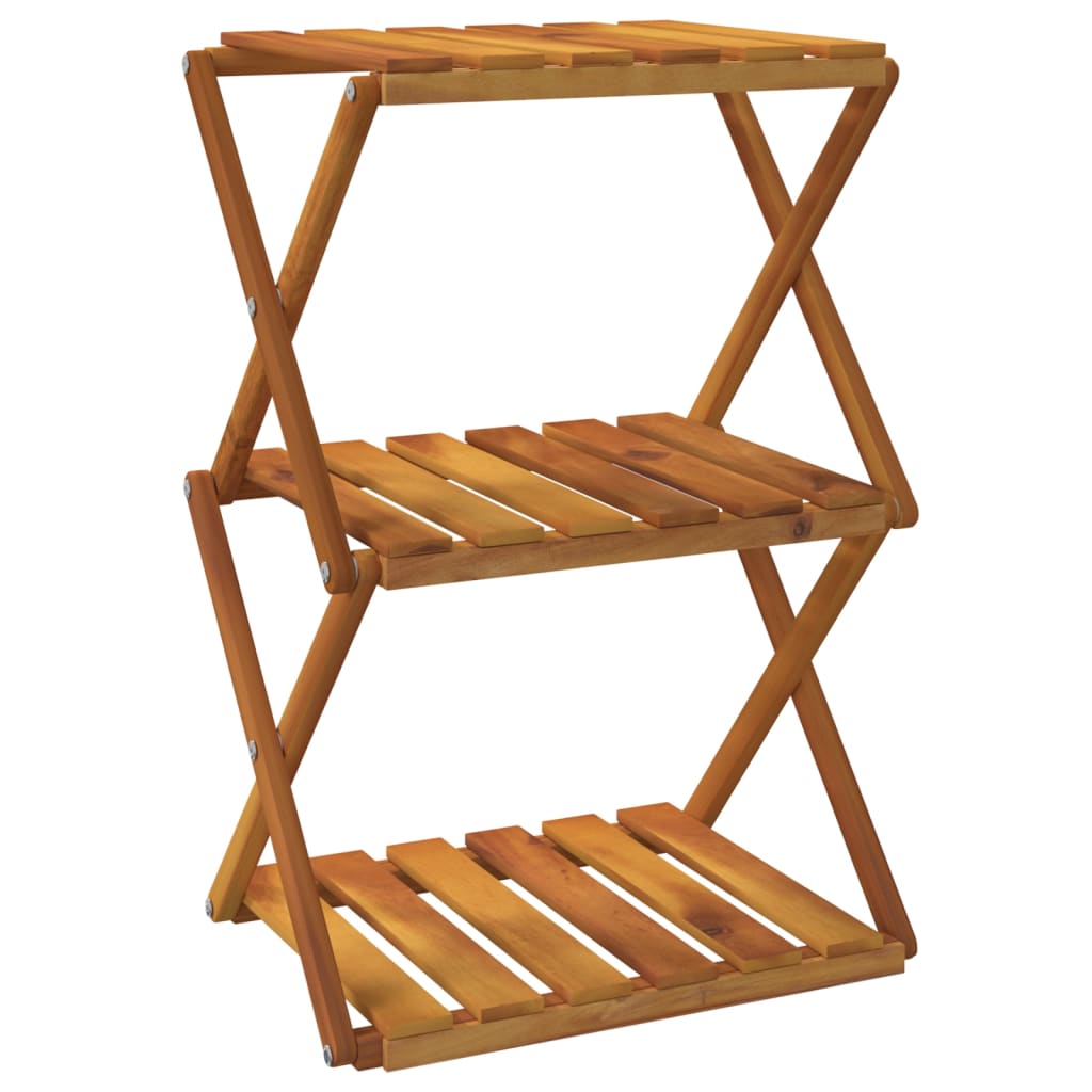 Sammenleggbar hylle 3 lag brun 43x31x63 cm heltre akasie