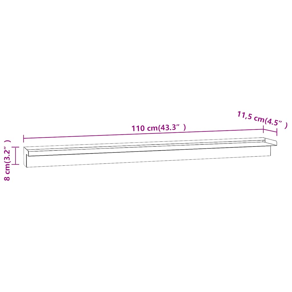 Foss med LED rustfritt stål 110 cm