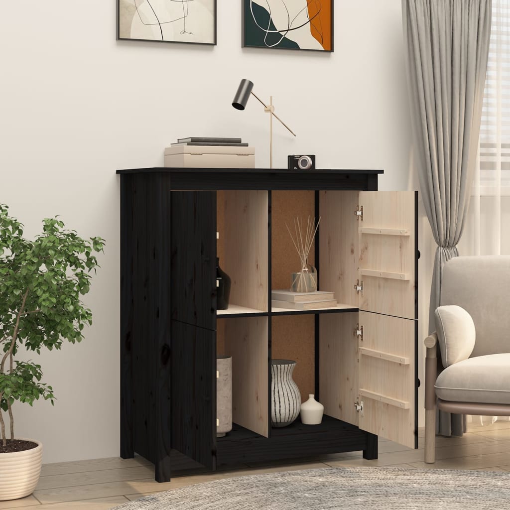 Skjenk svart 83x41,5x100 cm heltre furu